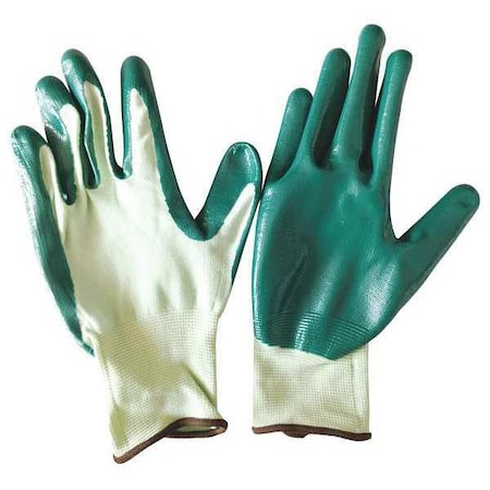 Coated Gloves, Nitrile, Smooth, Palm, 3 Abrasion Level, Green, XL (10) 1 PR MPN:48UN88