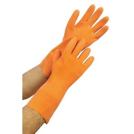 Chemical Resistant Gloves, Natural Rubber Latex, 13 in L, 29 mil, Orange, 10, 1 PR MPN:48UP34