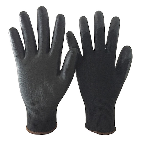 Coated Gloves, Polyurethane, Smooth, Palm, 3 Abrasion Level, Black, M (8) 1 PR MPN:48UP82