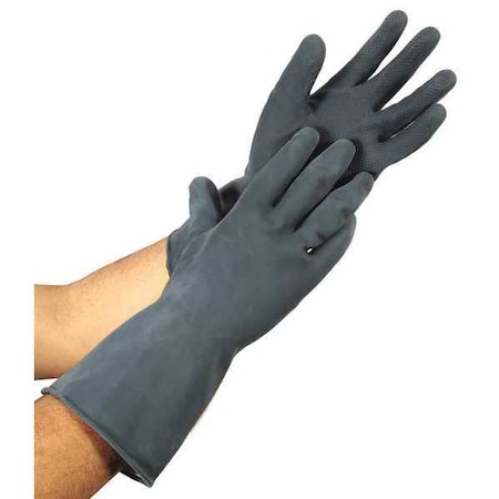Chemical Resistant Gloves, Neoprene, 12 in L, 25 mil, Black, L, 1 PR MPN:48VE92