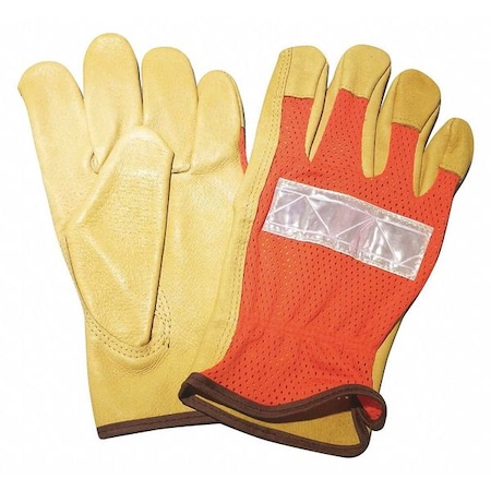 Gloves, Hi-Vis Orange, 2XL, Slip-On, PR MPN:48WU13