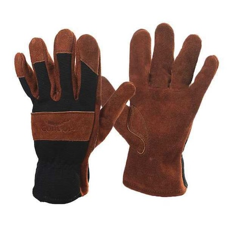 Leather Gloves, Spandex, Slip-On Cuff, Wing Thumb, Brown, M, 1 PR MPN:48WU50