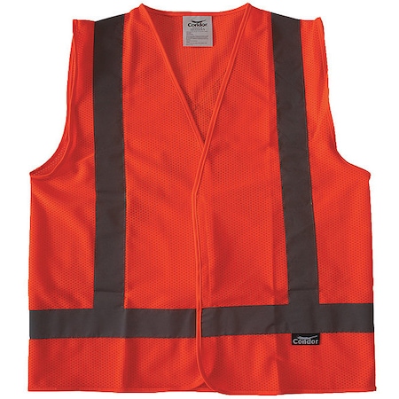 Safety Vest, Orange/Red, L, Hook-and-Loop MPN:491R78
