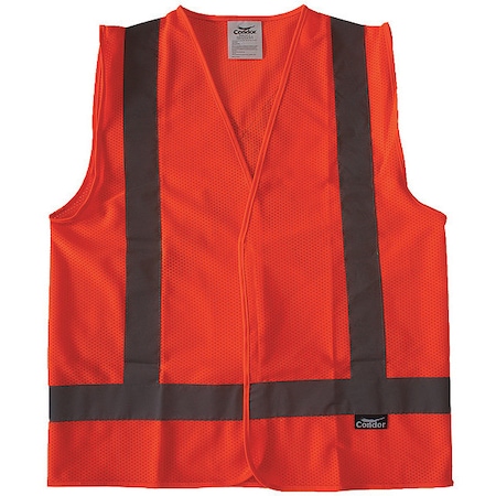 Safety Vest, Orange/Red, M, Hook-and-Loop MPN:491R79