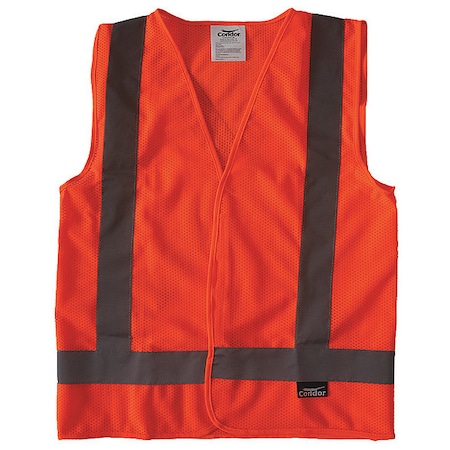 Safety Vest, Orange/Red, S, Hook-and-Loop MPN:491R80