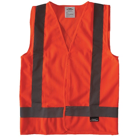 Safety Vest, Orange/Red, X-S, Hook-and-Loop MPN:491R82