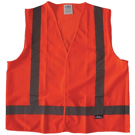 Safety Vest, Orange/Red, 2XL, Hook-andLoop MPN:491R83