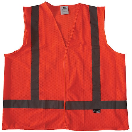 Safety Vest, Orange/Red, 3XL, Hook-andLoop MPN:491R84