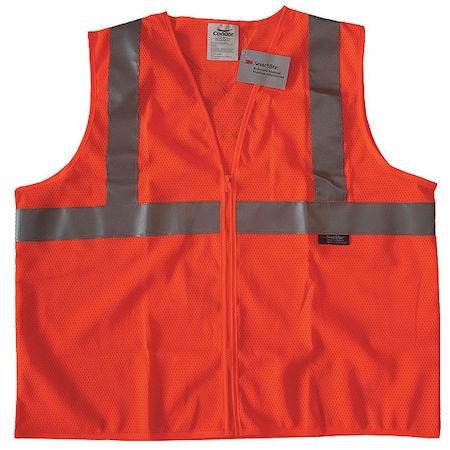 Safety Vest, Orange/Red, L, Zipper MPN:491R96