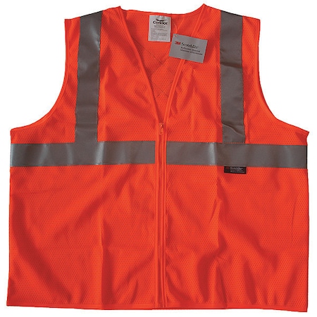 Safety Vest, Orange/Red, M, Zipper MPN:491R97