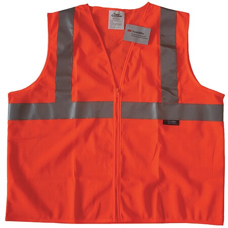 Safety Vest, Orange/Red, XL, Zipper MPN:491R98