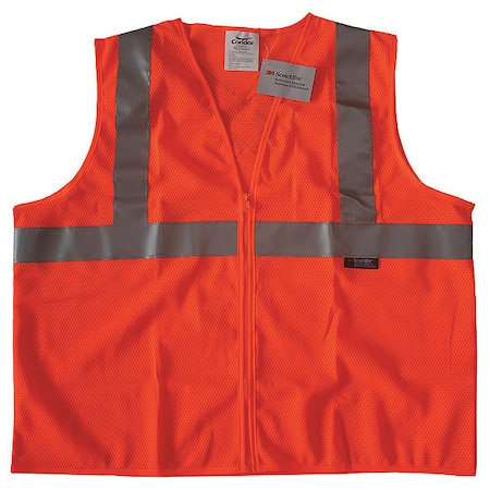 Safety Vest, Orange/Red, 2XL, Zipper MPN:491R99