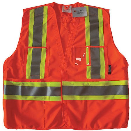 Safety Vest, Orange/Red, L/XL, Polyester MPN:491T05