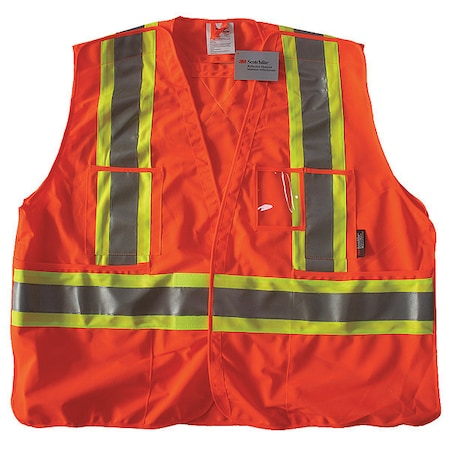 Safety Vest, Orange/Red, 2XL/3XL, Polyester MPN:491T07