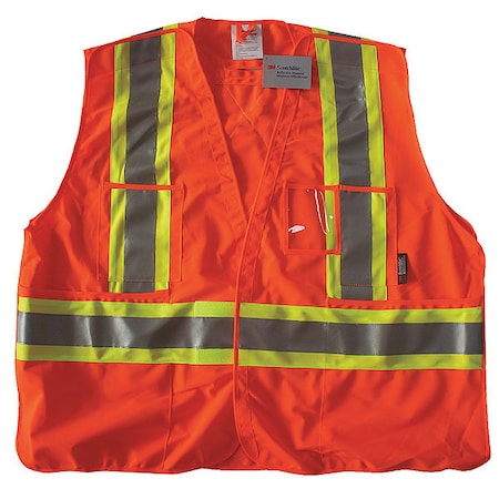 Safety Vest, Orange/Red, 4XL/5XL, Polyester MPN:491T08