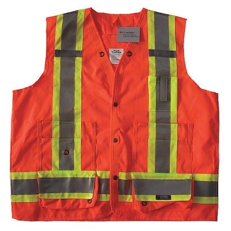 Safety Vest, Orange/Red, M, Snap MPN:491T20
