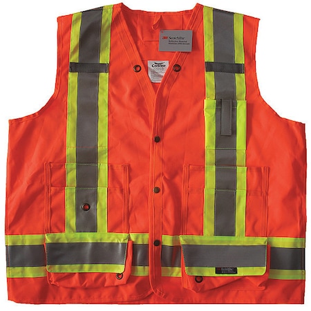 Safety Vest, Orange/Red, XL, Snap MPN:491T21