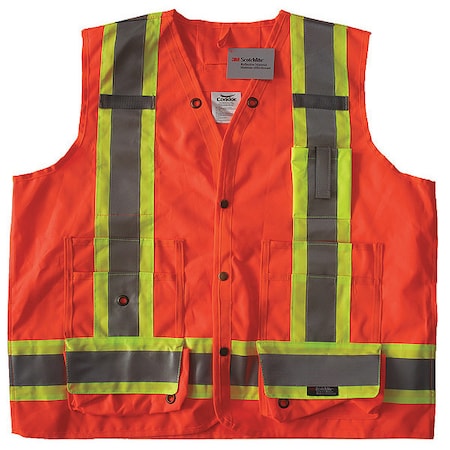 Safety Vest, Orange/Red, 2XL, Snap MPN:491T22