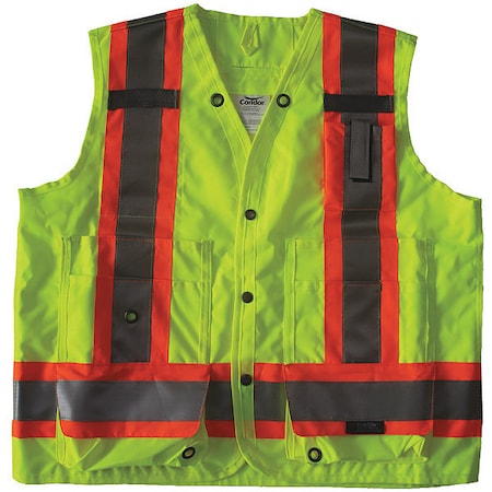 Safety Vest, Yellow/Green, L, Snap MPN:491T23