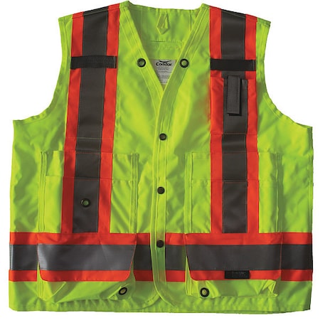Safety Vest, Yellow/Green, XL, Snap MPN:491T25