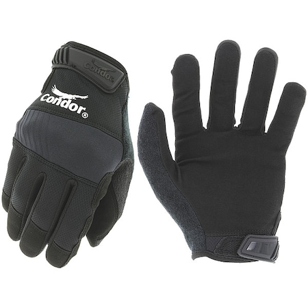 Condor Mechanics Gloves, Synthetic Leather Palm, Polyester Back, 8, Black MPN:493V12