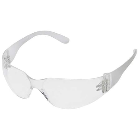 Safety Glasses, Condor V, Wraparound, Frameless, Clear Frosted Arm, Clear Lens, Uncoated MPN:4EY97