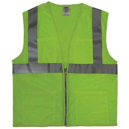 4XL Class 2 Cool Dry High Visibility Vest, Lime MPN:4GJP6