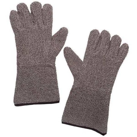 Condor Heat Resistant Gloves, Terry Cloth, 450 Degrees F Max Temp., Gauntlet Cuff Brown/White MPN:4JC91