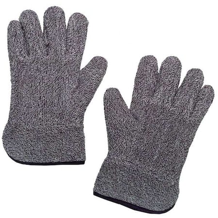Condor Heat Resistant Gloves, Terry Cloth, 450 Degrees F Max Temp., Slip-On Cuff Brown/White, 1 PR MPN:4JC94