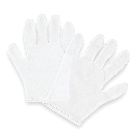 Reversible Inspection Gloves, Polyester, 8.5 in Length, Medium, White, Size L, 12 PK MPN:4JD08