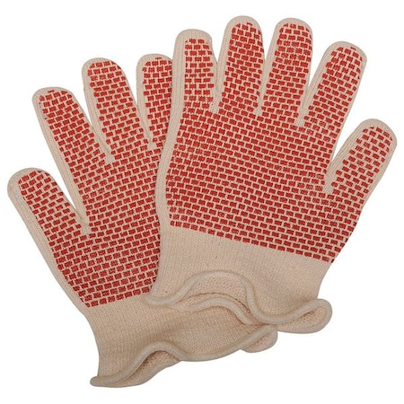 Condor Heat Resistant Gloves, Cotton, 605 Degrees F Max Temp., Knit Cuff White/Rust, L ( 9 ), 1 PR MPN:4JF36