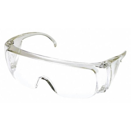 Safety Glasses, Visitor Series, Uncoated Polycarbonate Lens, OTG, Frameless, Clear Frame, Clear Lens MPN:4JND4