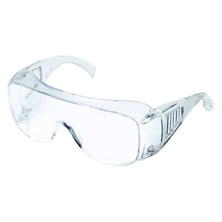 Safety Glasses, Visitor Series, Anti-Scratch, Frameless, OTG, Clear Frame, Clear Lens, Pack of 12 MPN:4JND5