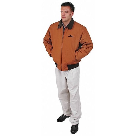 Men's Jacket, Quilt Lined Cotton Duck, Zipper, Brown, 2XL (Formerly Condor) MPN:4KXF9