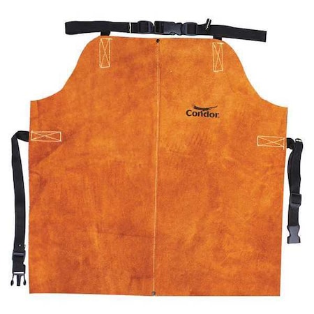 Welding Apron, Leather, 24 in Length, Brown, Universal MPN:4KXH2