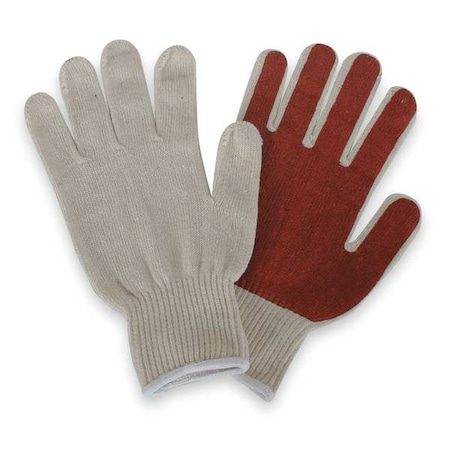 Knit Gloves, Cotton, Polyester, Flat Palm, White/Rust, S, 1 PR MPN:4NGZ4