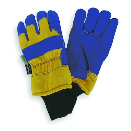 Cold Protection Gloves, Split Cowhide Leather Palm, Thinsulate Lining, Blue/Yellow, L ( 9 ) MPN:4NHA7