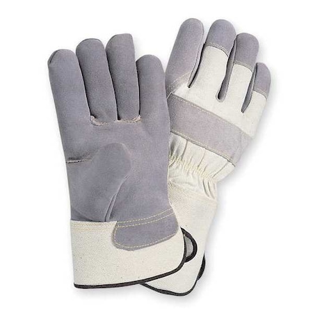 Leather Gloves, Cowhide, Gauntlet Cuff, Wing Thumb, Full Finger, Gray, S, 1 PR MPN:4NHC7