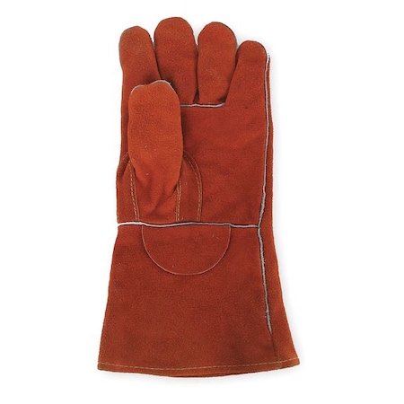 Left Hand Only Welding Glove, Gauntlet Cuff, Straight Thumb, Leather Cowhide, XL MPN:4NHD5