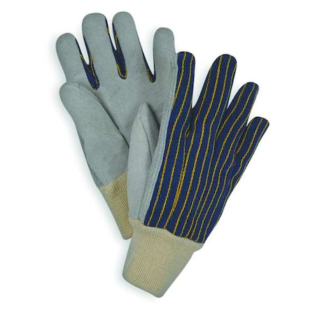 Leather Gloves, Cowhide, Knit Cuff, Straight Thumb, Full Finger, Blue/Gray, XL, 1 PR MPN:4NHD8