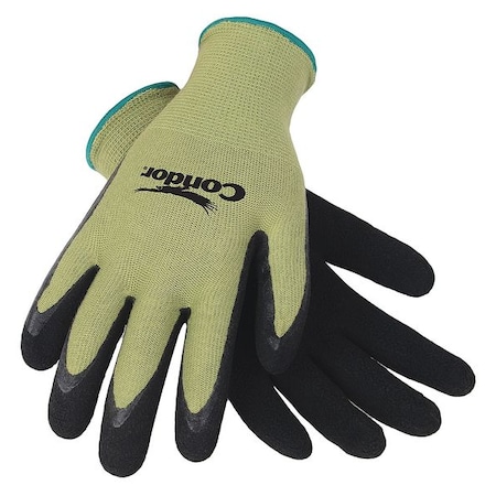 Coated Gloves, Latex, Foam, Palm, 3 Abrasion Level, Black/Green, S (7) 1 PR MPN:4NMN9