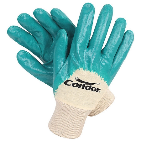 Coated Gloves, Nitrile, Smooth, Palm, 4 Abrasion Level, White/Green, S 1 PR MPN:4NMR6
