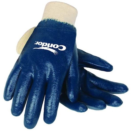 Coated Gloves, Nitrile, Smooth, Full, 3 Abrasion Level, White/Blue, M (8) 1 PR MPN:4NMT7