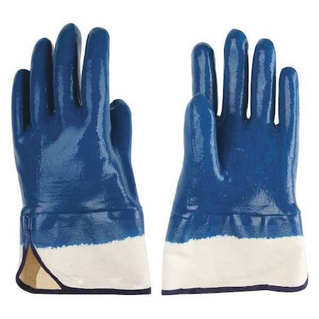 Coated Gloves, Nitrile, Smooth, Full, 3 Abrasion Level, Beige/Blue, L (9) 1 PR MPN:4NMU1