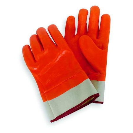 Hi-Vis Cold Protection Gloves, PVC Palm, Foam/Jersey Lining, High-Visibility Orange, L ( 9 ) MPN:4NMU3