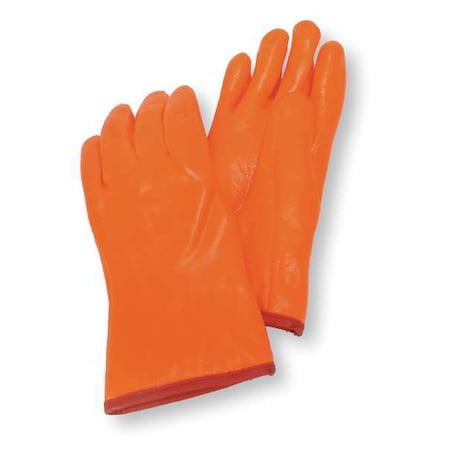 Hi-Vis Cold Protection Gloves, PVC Palm, Foam/Jersey Lining, High-Visibility Orange, L MPN:4NMU4