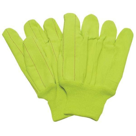 Knit Gloves, Cotton, None Uncoated, High Visibility Yellow, L, 1 PR MPN:4NMU7