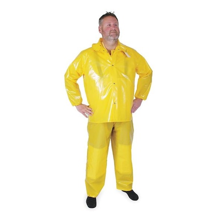 Rain Jacket w/ Detachable Hood, Yellow, XL MPN:4PCK2