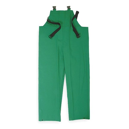 FR Rain Bib Overall, PVC, 29 in Inseam, 34 in to 36 in Waist, 18 mil Thickness, Green, S MPN:4PCR7