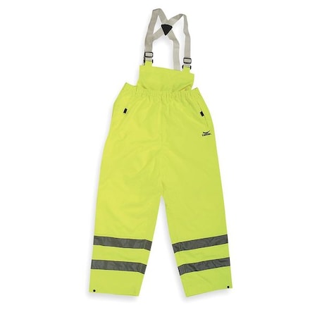 Hi-Visibility Rain Bib Overall, Polyurethane, 32 1/2 in Inseam, 56 in to 58 in Waist, Green/Yellow MPN:4PCU7